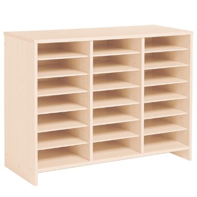 Η μονάδα οργάνωσης Nathan 372566 με 21 θυρίδες από μασίφ μελαμίνη σε ουδέτερο χρώμα.