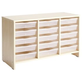 Η χαμηλή συρταριέρα Nathan 372268 με τα 15 διαφανή ρηχά συρτάρια σε πλήρη παράταξη.