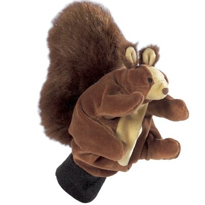 Η καφέ λούτρινη γαντόκουκλα Σκίουρος Beleduc 40130 με τη μεγάλη φουντωτή ουρά και το φιλικό πρόσωπο.