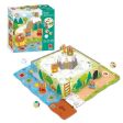 Επιτραπέζιο παιχνίδι Goula Bear Adventure 59457 με ξύλινα αρκουδάκια και ταμπλό διαδρομής που οδηγεί στην κορυφή ενός βουνού.