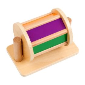 Το χρωματιστό ξύλινο παιχνίδι Montessori 90197 Educo Βαρελάκι που Γυρνάει, για παιδιά από 6 μηνών, σε λευκό φόντο.