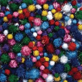 Κοντινό πλάνο στο Σετ 300 Glitter Pom-pom Μεταλλιζέ σε 2 Μεγέθη – Childhood Supply CHGPOM που δίνει λάμψει σε κάθε χειροτεχνία.