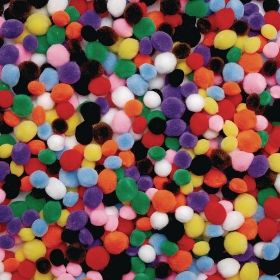 Κοντινό πλάνο στο Σετ 450 Mini Pom-pom Χειροτεχνίας (0,5cm - 1,5cm) – Childhood Supply CHMINIPO, για εντυπωσιακές χειροτεχνίες.