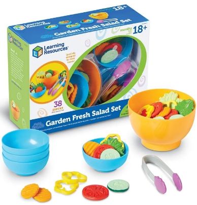 Το πλήρες σετ σαλάτας LER9745-D με το μπολ και τα 28 τεμάχια πολύχρωμων λαχανικών.