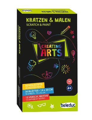 Η συσκευασία με τις 30 πρωτυπωμένες κάρτες Scratch Art Beleduc 53052.