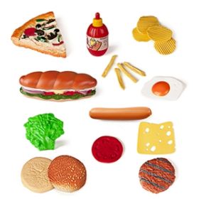 Διαφορετικά τεμάχια του σετ παρατεταγμένα για εύκολη αναγνώριση.