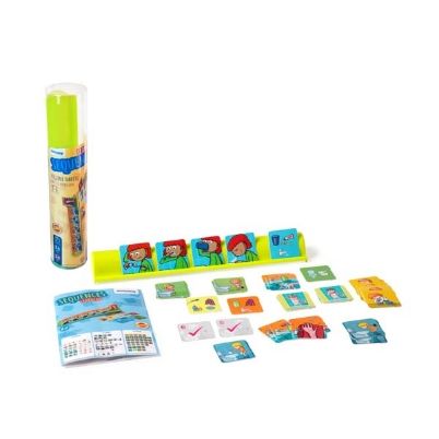 Το πλήρες σετ Miniland 31968 με τις 36 κάρτες αλληλουχίας υγιεινής και την πλαστική βάση στήριξης.