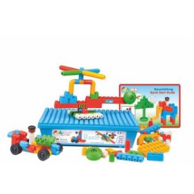 Το κουτί αποθήκευσης Beleduc 20200 Poly-M Basic 2 με τα 101 πολύχρωμα και μεγάλα τουβλάκια κατασκευών.