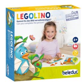 Το πλήρες σετ Beleduc 22571 Legolino με τα 14 ξύλινα γεωμετρικά κομμάτια και τις 15 κάρτες ασκήσεων Tangram.