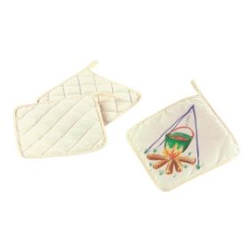 Μια πολύχρωμη διακοσμημένη πιάστρα μαγειρικής Beleduc 40910.