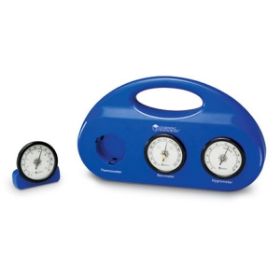 Ο ολοκληρωμένος σταθμός καιρού LΕR2940 της Learning Resources με τα τρία όργανα μέτρησης.