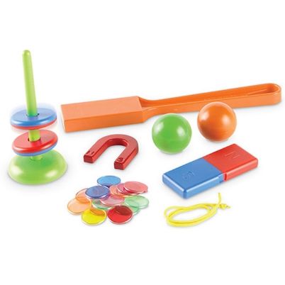 Όλα τα περιεχόμενα 39 τεμάχια του Learning Resources LER9295 Super Magnet Lab, για παιδιά από 5 ετών, σε λευκό φόντο.