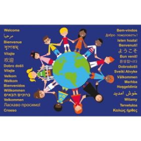 Ο Kit for Kids MAT1160 – Οικολογικός Εκπαιδευτικός Τάπητας "Παιδιά του Κόσμου" (200x130cm), σε λευκό φόντο.