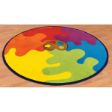 Ο Kit for Kids MAT086 – Στρογγυλός Οικολογικός Τάπητας "Παλέτα Χρωμάτων", τοποθετημένος σε ξύλινο πάτωμα.