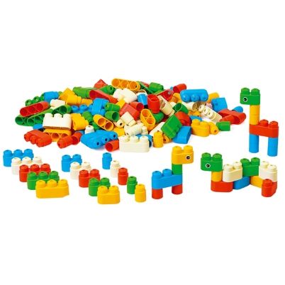 Το πλούσιο σετ 180 τεμαχίων Beleduc 20205 Poly-M με πολύχρωμα τουβλάκια για ελεύθερες κατασκευές.