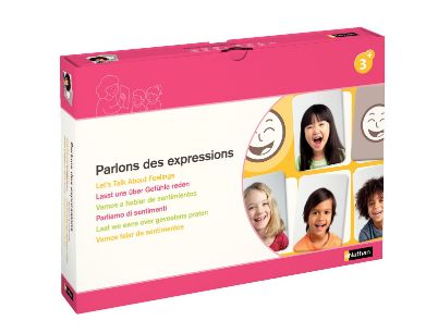 Το κουτί συσκευασίας του εκπαιδευτικού σετ συναισθημάτων και λόγου Nathan 332010 Παιχνίδι Εκφράσεων για παιδιά από 3 ετών.