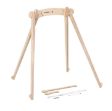 048700 Nienhuis Montessori Ξύλινη βάση δραστηριοτήτων για μόμπιλο σε λευκό φόντο με τα εξαρτήματα συναρμολόγησης και τους ιμάντες στο κάτω μέρος.