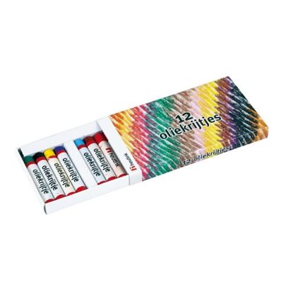 Μια σειρά από χρωματιστά κηροπάστελ λαδιού (oil crayons) Heutink σε διάφορα χρώματα, τοποθετημένα οριζόντια σε λευκό φόντο.