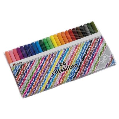 080063 Heutink - Σετ 24 μαρκαδόροι ψιλής γραφής Washable (πλενόμενοι) σε ποικιλία έντονων χρωμάτων, τοποθετημένοι σε πλαστική συσκευασία πάνω σε λευκό φόντο, για παιδιά από 3 ετών..