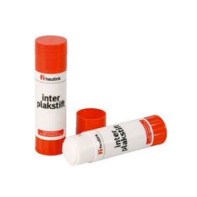 Η μεγάλη κόλλα stick 40 γραμμαρίων 081061 Heutink, μη τοξική, σε κόκκινη και λευκή συσκευασία με το λογότυπο της Heutink, παρουσιασμένη σε καθαρό λευκό φόντο.