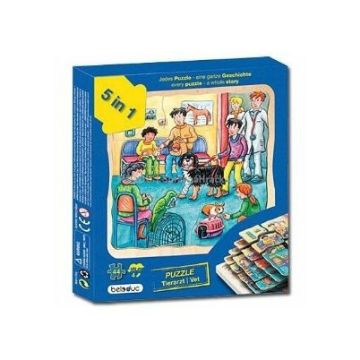 Beleduc 17048 Παζλ 5 Επιπέδων Κτηνιατρείο – Ξύλινο παζλ για εξερεύνηση σκηνών από κτηνιατρείο και ανάπτυξη λεξιλογίου σε παιδιά