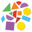 Τα φωτοδιαπερατά γεωμετρικά κομμάτια του Tangram LΕR0418 σε έντονα, διάφανα χρώματα.
