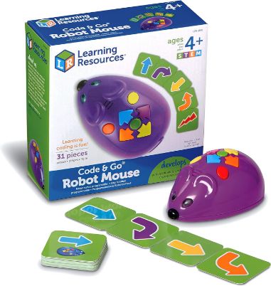 Το μωβ LΕR2841 Ρομποτικο Ποντικάκι Code & Go® της Learning Resources σε λευκό φόντο.