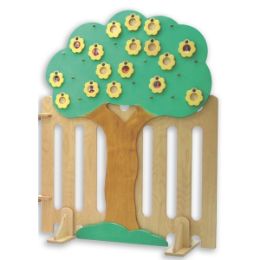 Εικόνα της 562AC RAFFETTO Ξύλινο Παρουσιολόγιο "Δέντρο με Φράχτη" | Από Μασίφ Ξύλο με 30 Ξύλινα Λουλουδάκια για Φωτογραφίες