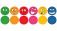 Το Kit for Kids SP2104 – Σετ 6 Μαξιλαράκια Συναισθημάτων, σε λευκό φόντο, με τρόπο που φαίνονται και οι 2 όψεις των μαξιλαριών.