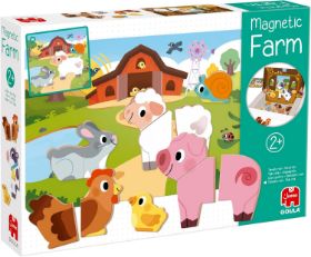 Ξύλινο εκπαιδευτικό παιχνίδι μαγνητικής φάρμας Goula 1110100488 με 12 ζωάκια φάρμας, 2 σκηνικά και 10 εικόνες, για την ανάπτυξη της φαντασίας και της λεπτής κινητικότητας.