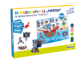 Beleduc 12025 3D Παζλ Περιπέτειας Πειρατές – Τρισδιάστατο παζλ για κατασκευή & φαντασία, με σταθερούς χαρακτήρες και σκηνικό για θησαυρούς και νησιά