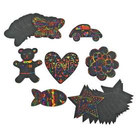 Το Σετ Scratch Design 7 Τεμαχίων με Μαύρη Επιφάνεια (16,5x18cm) – Childhood Supply CHSDSHAPA για μοναδικές δημιουργίες, σε λευκό φόντο.