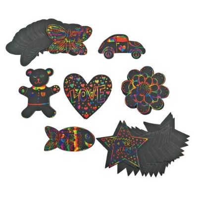 Το Σετ Scratch Design 7 Τεμαχίων με Μαύρη Επιφάνεια (16,5x18cm) – Childhood Supply CHSDSHAPA για μοναδικές δημιουργίες, σε λευκό φόντο.