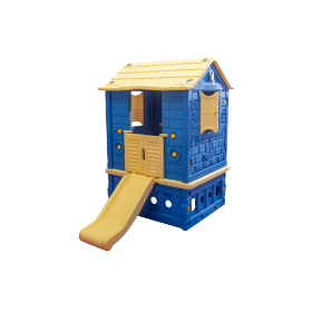 Εικόνα της King Kids KH2010M Πλαστικό Σπιτάκι με Τσουλήθρα & Διπλή Πόρτα (Μπλε-Κρεμ)