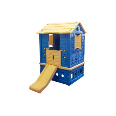 Εικόνα της King Kids KH2010M Πλαστικό Σπιτάκι με Τσουλήθρα & Διπλή Πόρτα (Μπλε-Κρεμ)