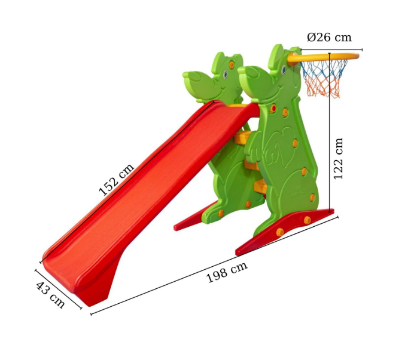 Εικόνα της King Kids KS9061Y Τσουλήθρα με Μπασκέτα - Παιχνίδι Δραστηριοτήτων (Κόκκινη-Λαχανί)