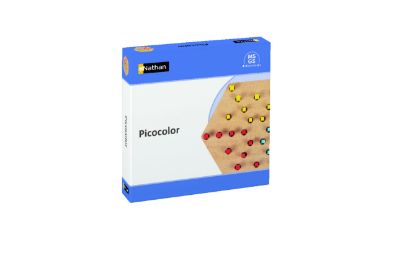 Το εκπαιδευτικό παιχνίδι Nathan Picocolor 914547 με την πλαστική βάση, τη λαβίδα, τους πολύχρωμους πείρους και τις κάρτες δραστηριοτήτων.